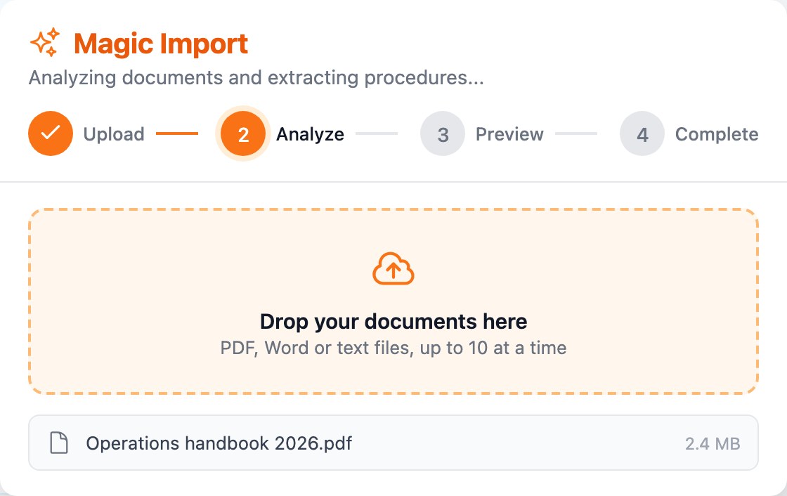 Bringing existing documents in