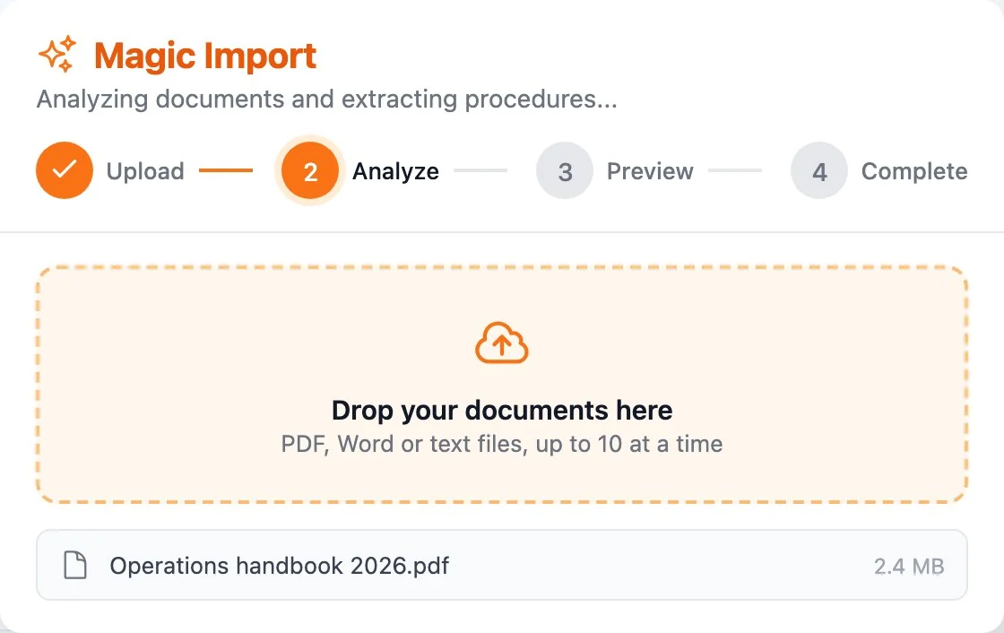 Bringing existing documents in