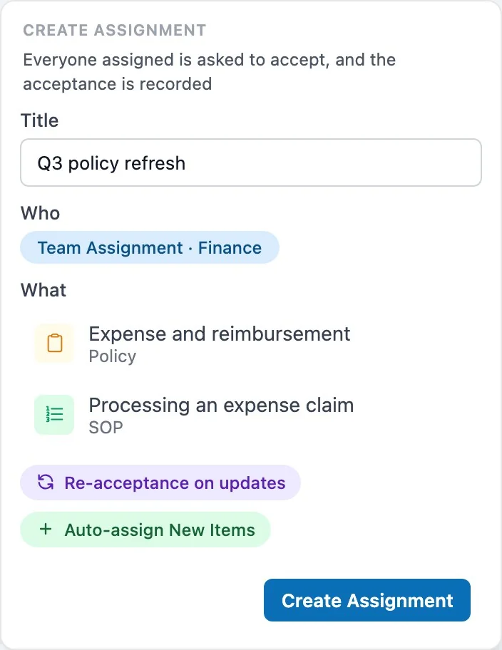 Setting an assignment up
